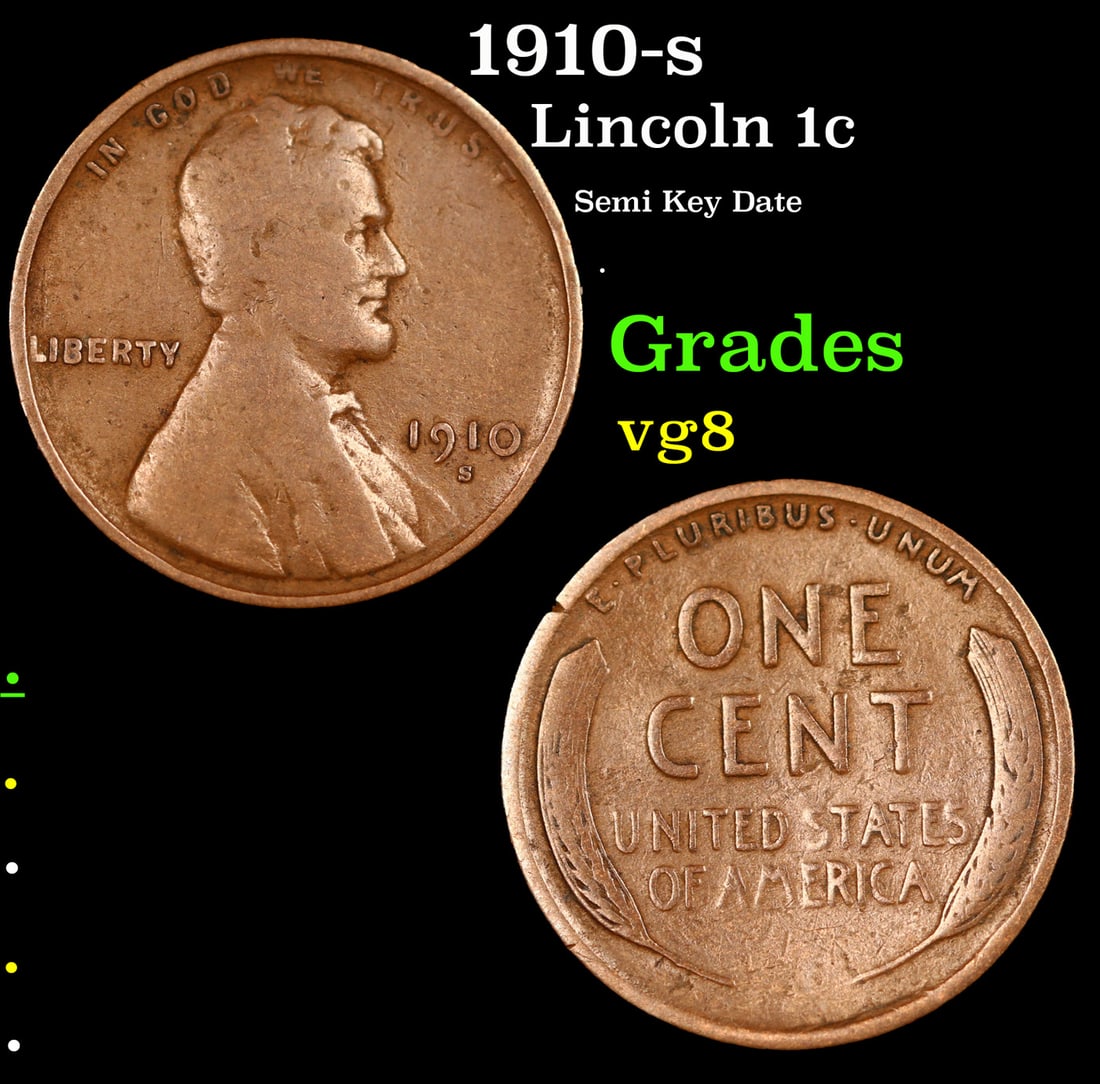 1910-s Lincoln Cent 1c Grades vg, very good (1 of 3)