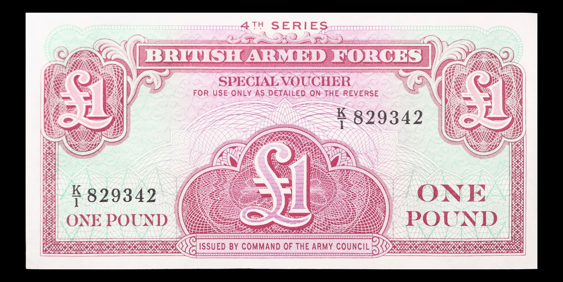 Set of 2 Consecutive 1950 Great Britain 1 Pound Military Payment Note P# M22A Grades Gem++ CU (1 of 4)