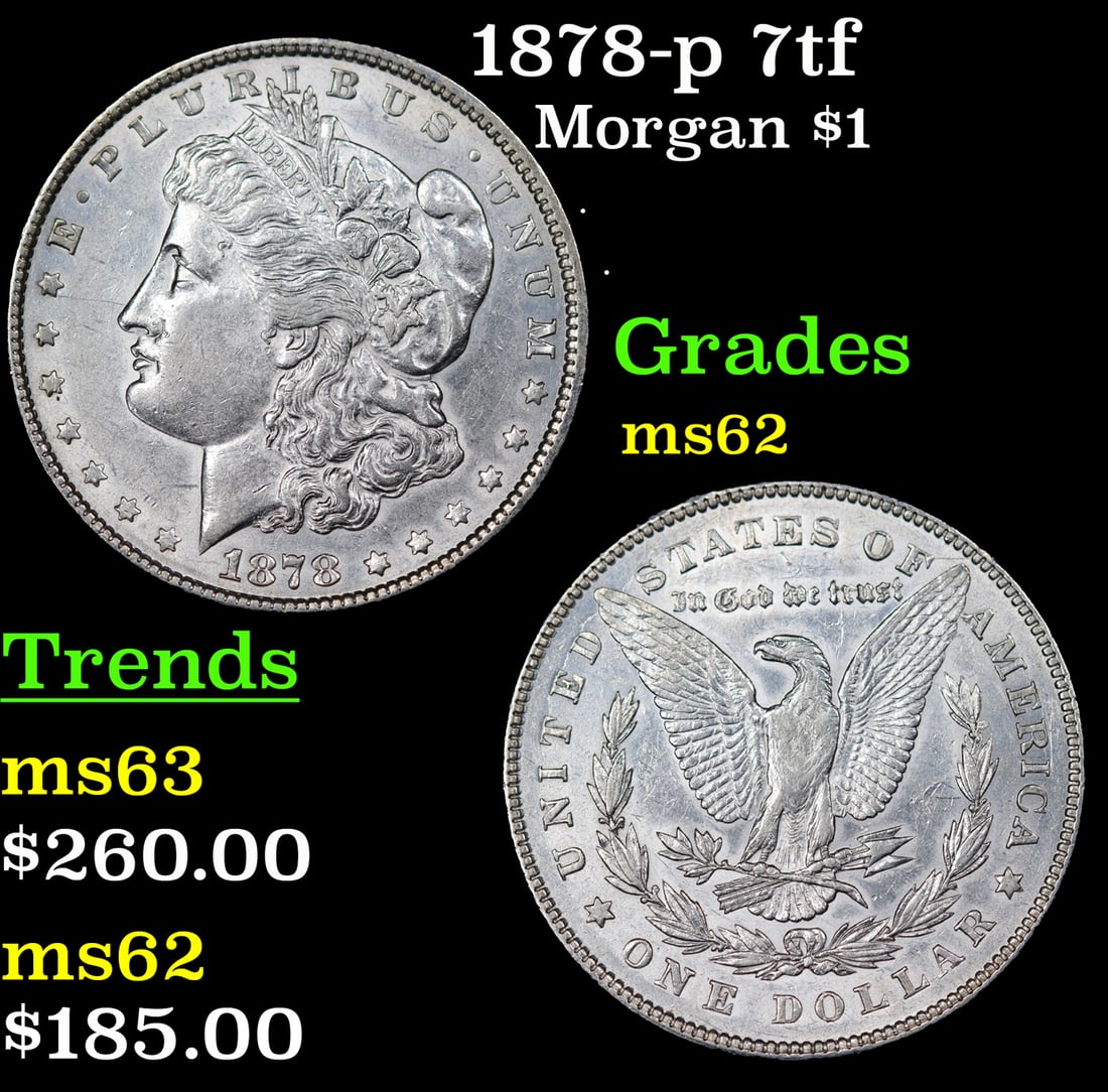 1878-p 7tf Morgan Dollar $1 Grades Select Unc (1 of 3)
