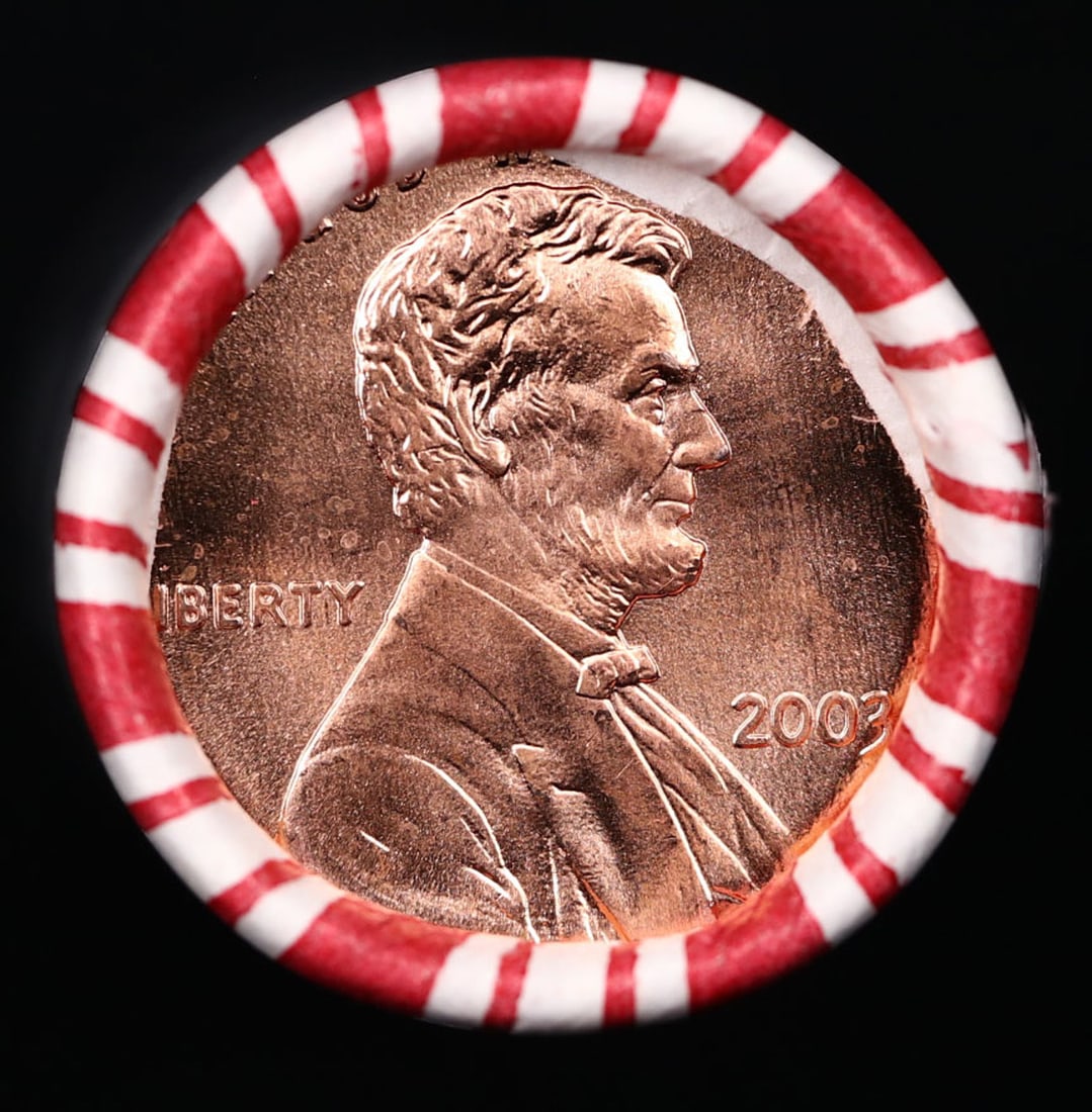 Shotgun Lincoln 1c roll, 2003-p 50 pcs Steel Strong Wrapper.: Shotgun Lincoln 1c roll, 2003-p 50 pcs Steel Strong Wrapper.. A terrific Shotgun roll of Lincoln cents. Most if not all coin should be cherry red.