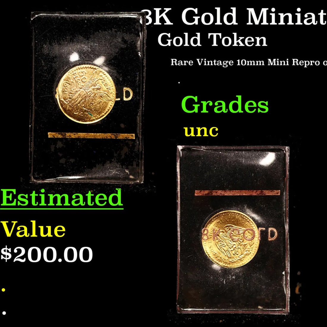 8K Gold Miniature Mexico Souvenir Token In Sealed Plastic Holder Grades Brilliant Uncirculated (1 of 3)