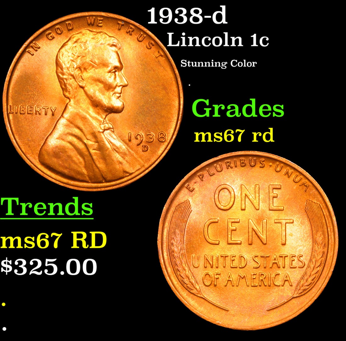 1938-d Lincoln Cent 1c Grades GEM++ Unc RD (1 of 4)