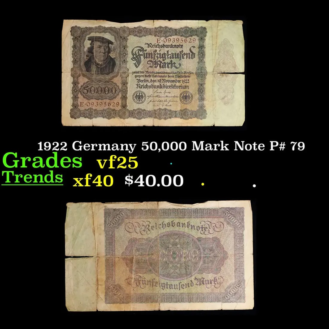 1922 Germany 50,000 Mark Note P# 79 Grades vf+ (1 of 3)