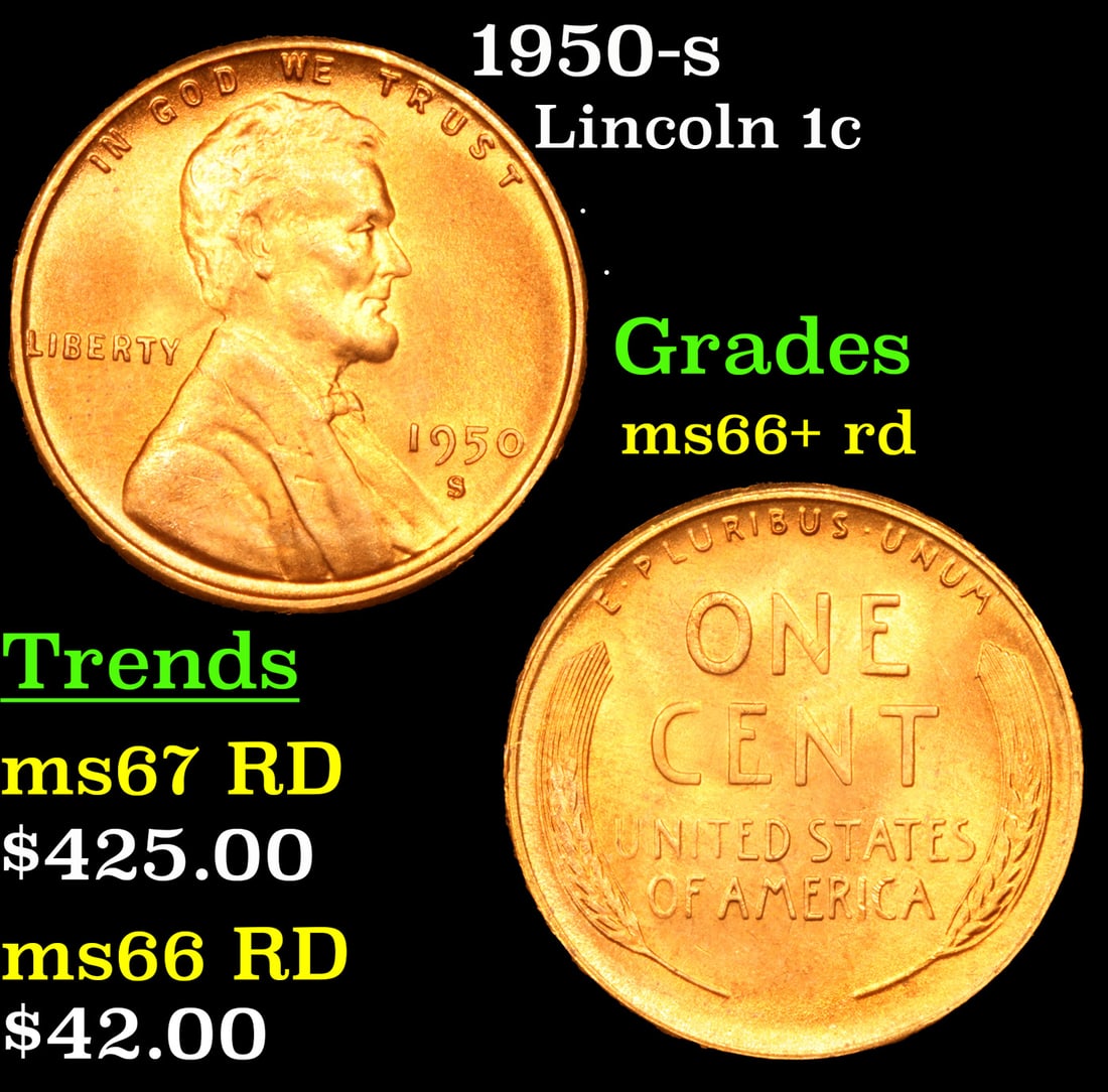 1950-s Lincoln Cent 1c Grades GEM++ RD (1 of 3)