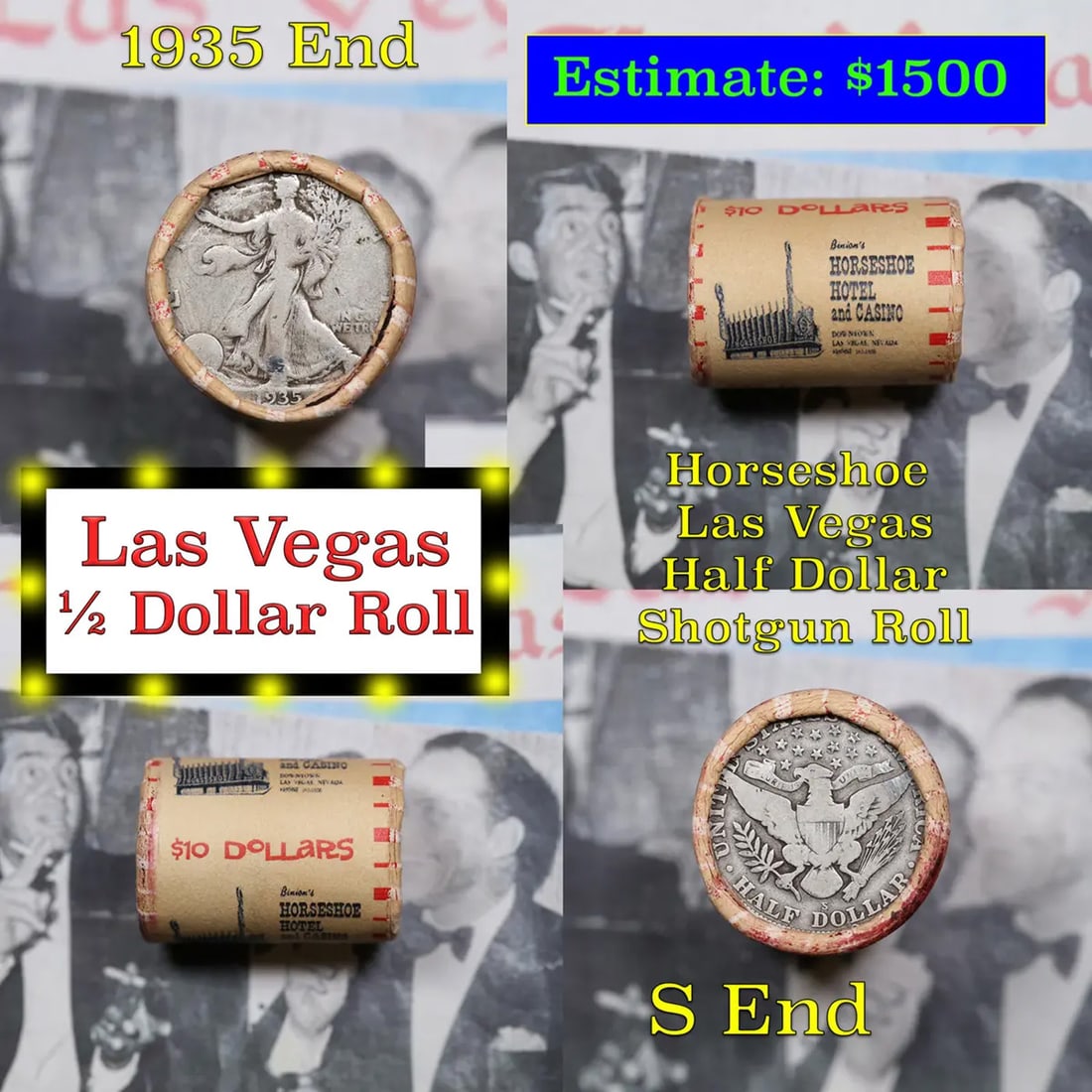 ***Auction Highlight*** Old Casino 50c Roll $10 Halves Las Vegas Casino HorseShoe 1935 walker & S: ***Auction Highlight*** Old Casino 50c Roll $10 Halves Las Vegas Casino HorseShoe 1935 walker & S Barber Ends. Up for auction is a Consignment I have secured a collection of old 1960â€™s Las Vega