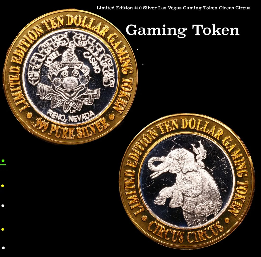 Limited Edition $10 Silver Las Vegas Gaming Token Circus Circus: Limited Edition $10 Silver Las Vegas Gaming Token Circus Circus.