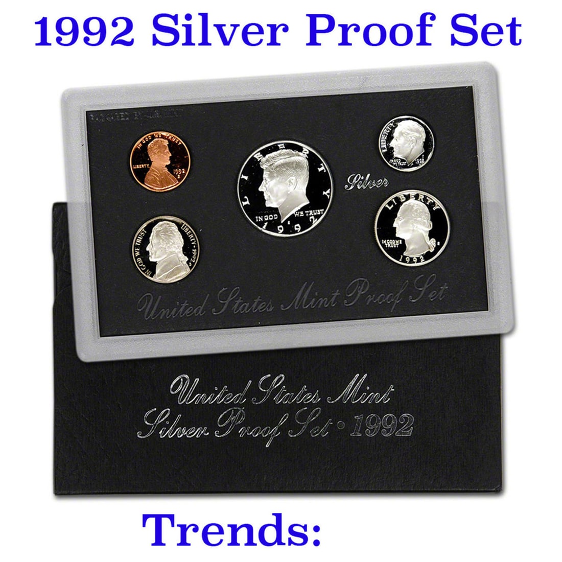 1992 United States Mint Silver Proof Set. 5 Coins Inside. Black box and COA (1 of 1)