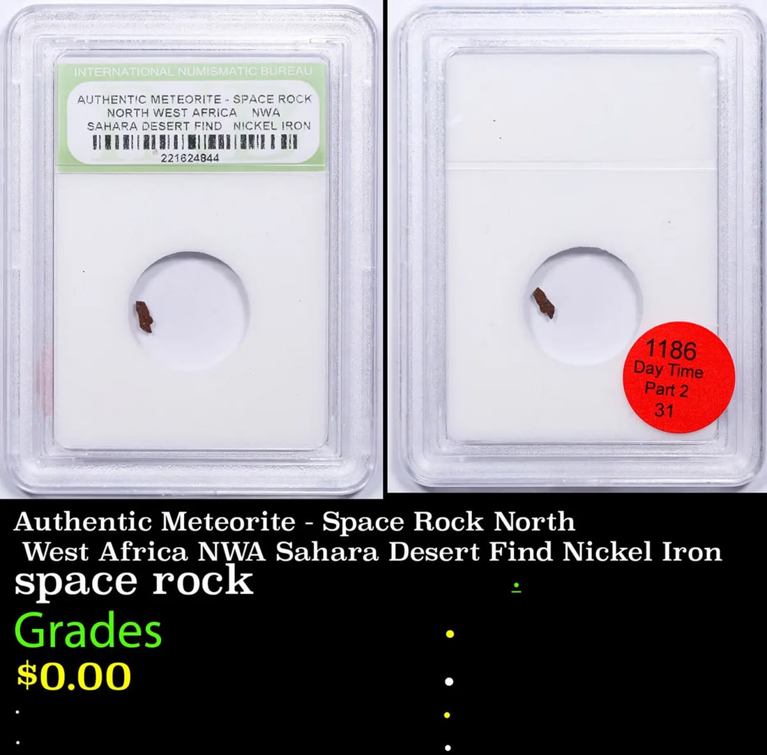 Authentic Meteorite - Space Rock North West Africa NWA Sahara Desert Find Nickel Iron Graded BY INB (1 of 3)