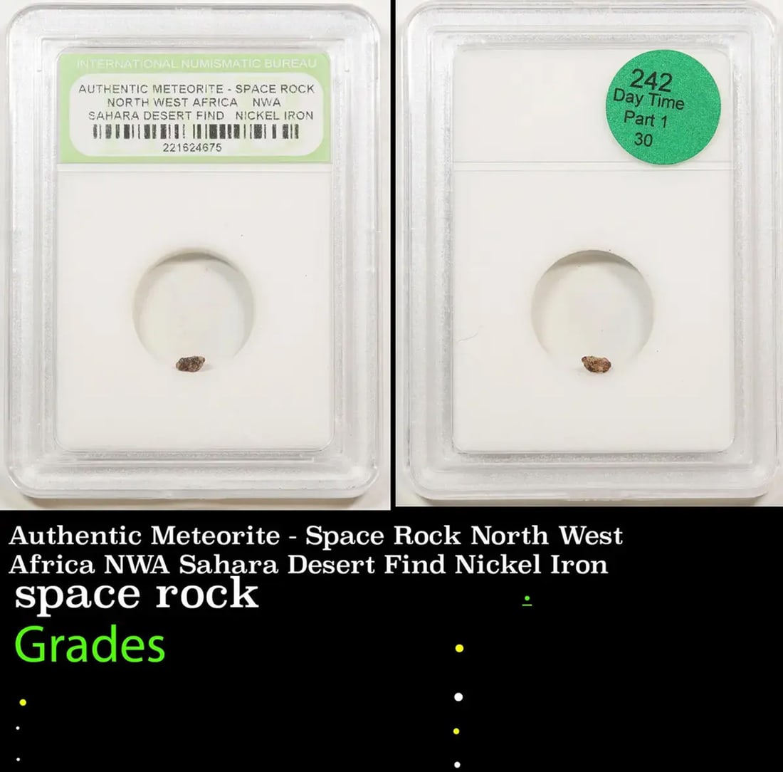 Authentic Meteorite - Space Rock North West Africa NWA Sahara Desert Find Nickel Iron Graded BY INB (1 of 3)