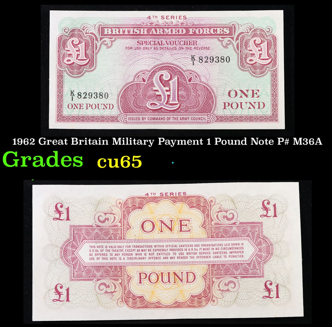 1962 Great Britain Military Payment 1 Pound Note P# M36A Grades Gem CU (1 of 1)