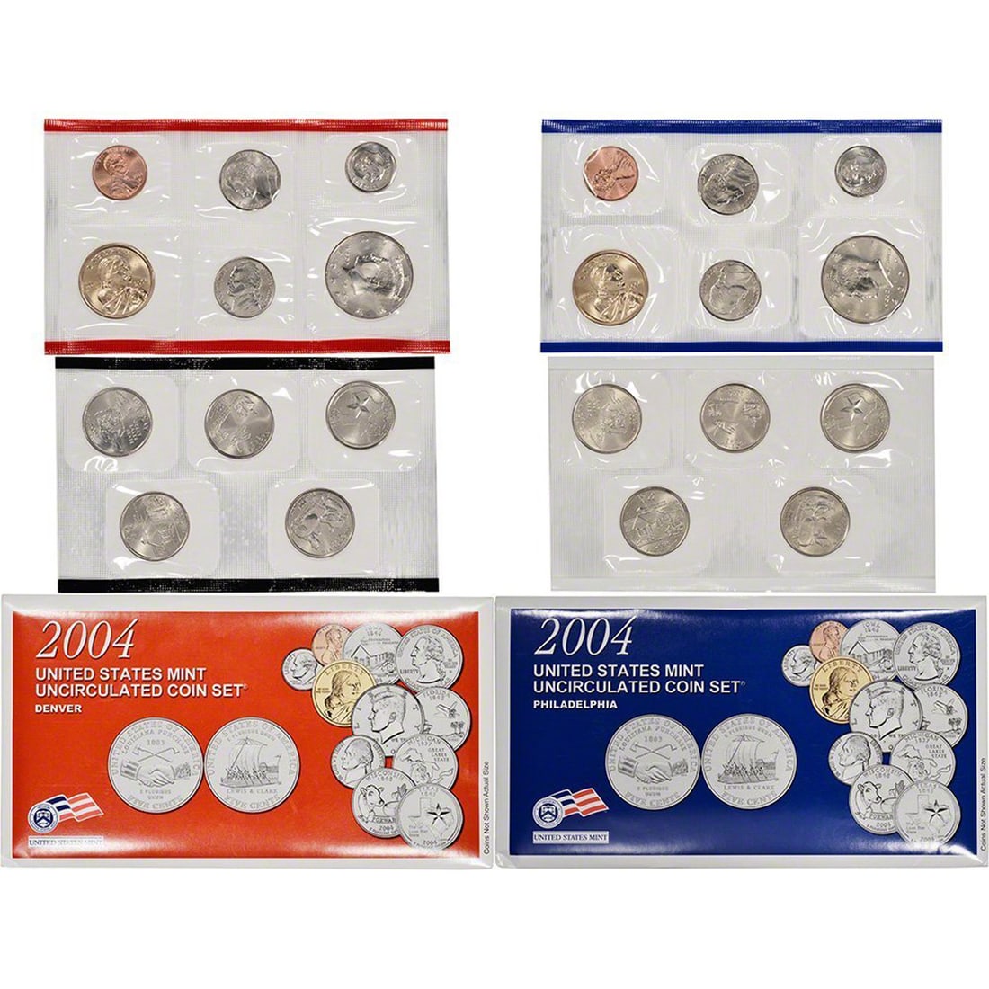 2004 United States Mint Set 22 Coins Inside!: 2004 United States Mint Set 22 Coins Inside!. The scope of the US Mintâ€™s annual coin set expanded with the 2004 Mint Set. The number of coins per set rose from 20 to 22 pieces. This year two di
