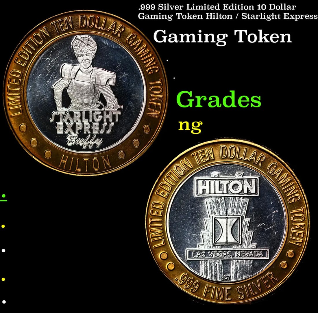 .999 Silver Limited Edition 10 Dollar Gaming Token Hilton / Starlight Express Grades (1 of 3)
