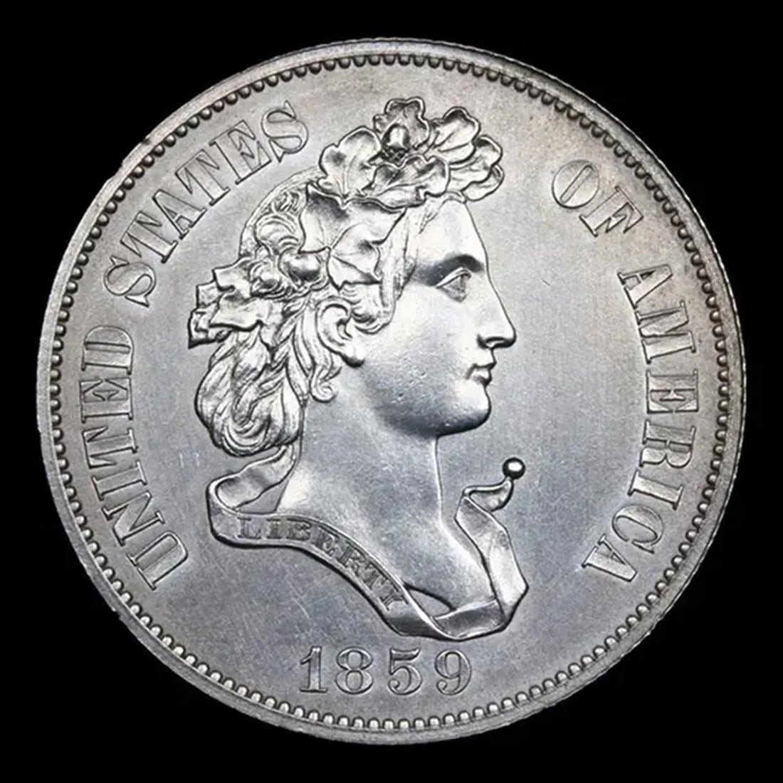 Proof ***Auction Highlight*** 1859 'French Head of Liberty' Pattern Half Dollar Judd-241, (1 of 2)