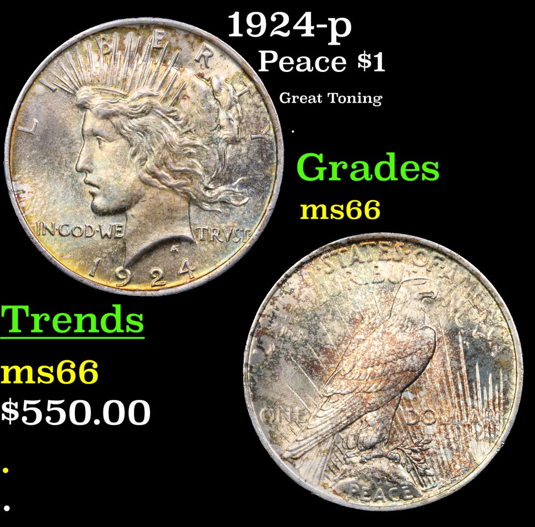 1924-p Peace Dollar 1 Grades GEM+ Unc (1 of 3)