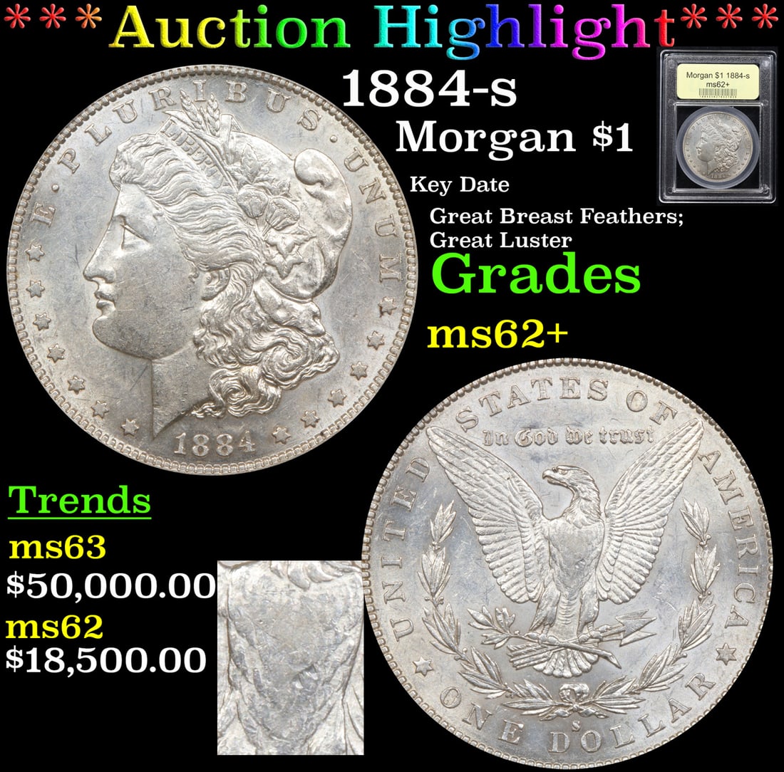 ***Auction Highlight*** 1884-s Morgan Dollar $1 Graded Select Unc By USCG (fc) (1 of 6)