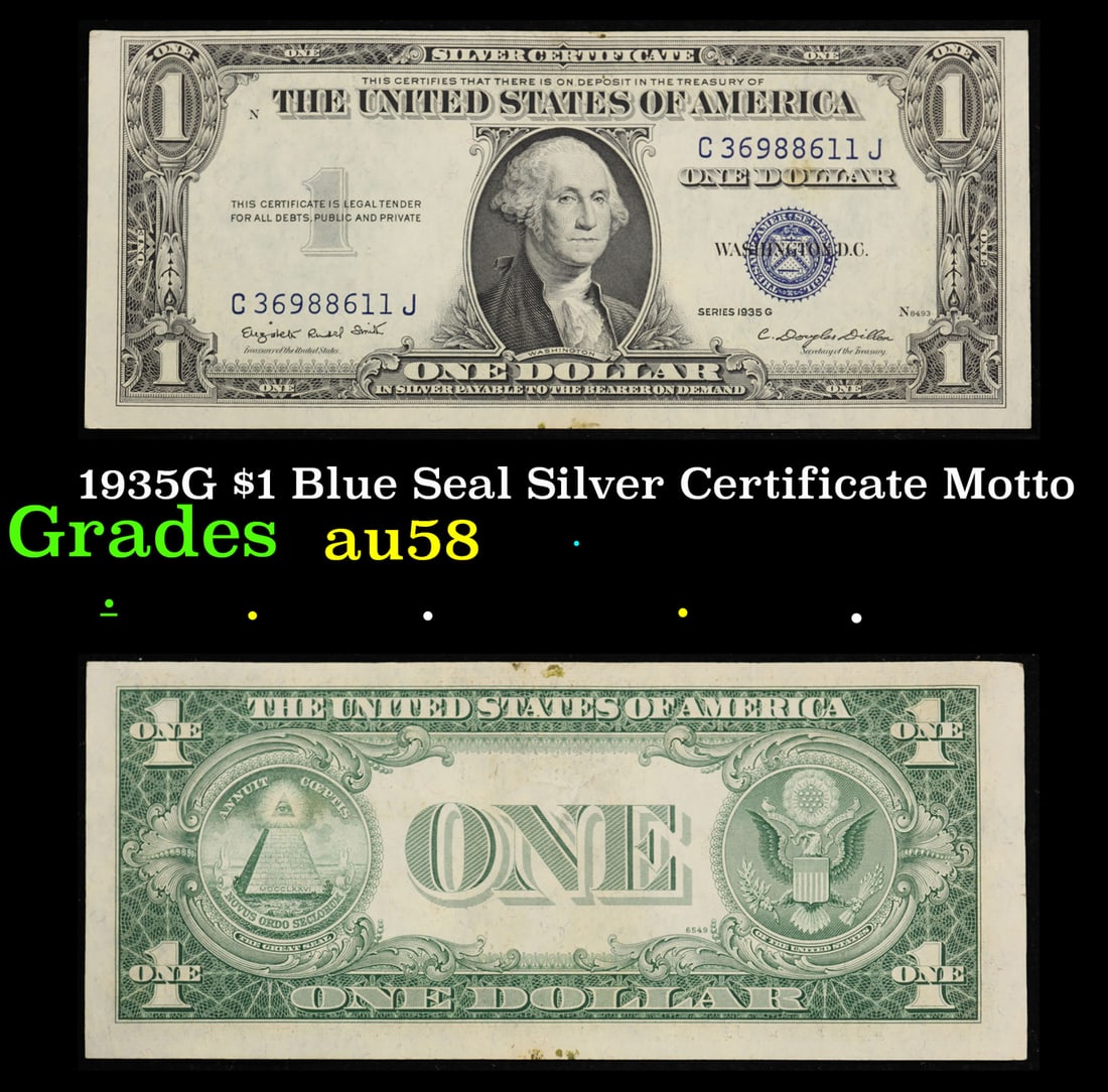 1935G $1 Blue Seal Silver Certificate Grades Choice AU/BU Slider Motto (1 of 3)