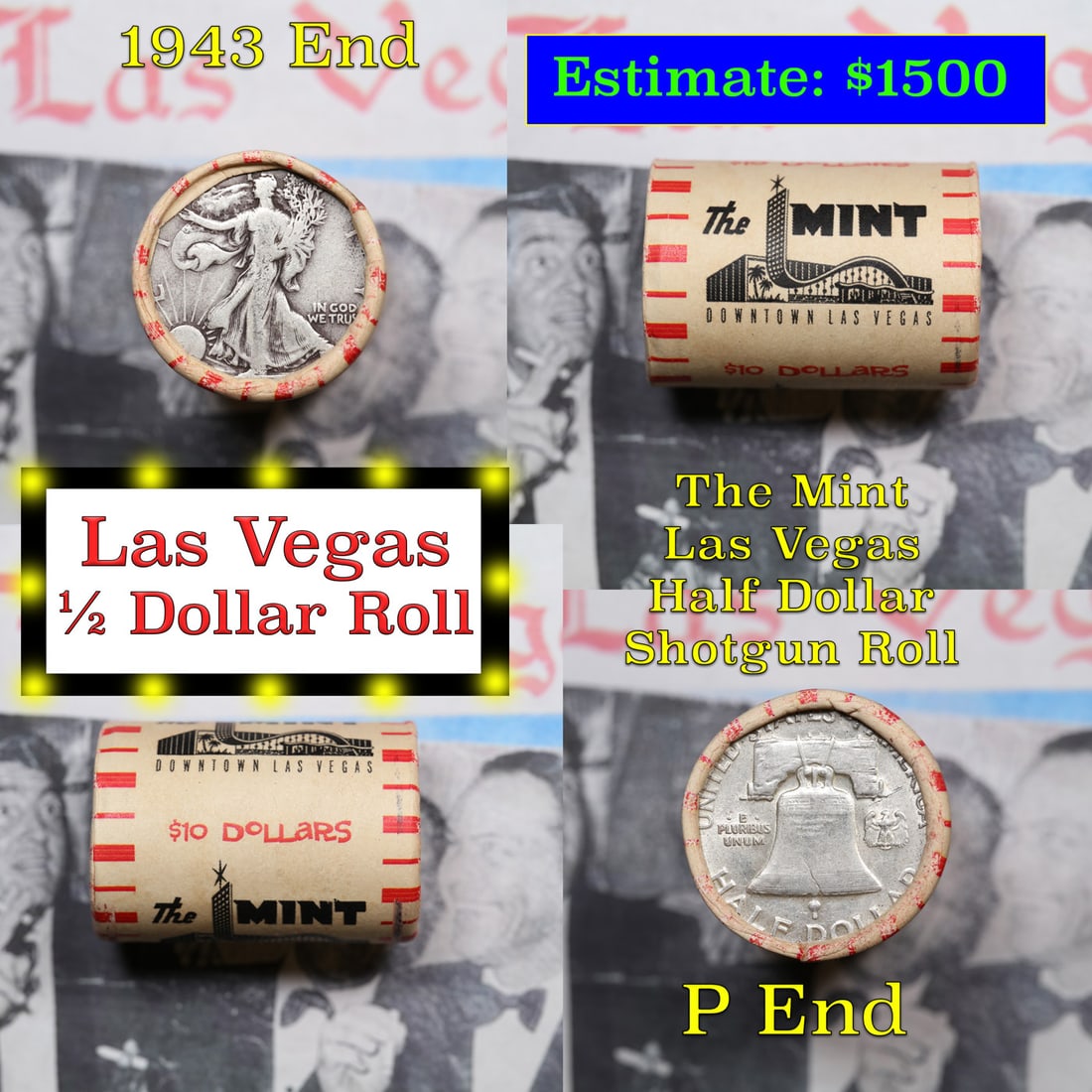 ***Auction Highlight*** Old Casino 50c Roll $10 Halves Las Vegas Casino The Mint 1943 walker & p: ***Auction Highlight*** Old Casino 50c Roll $10 Halves Las Vegas Casino The Mint 1943 walker & p franklin Ends. Up for auction is a Consignment I have secured a collection of old 1960â€™s Las Veg