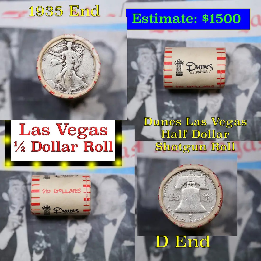 ***Auction Highlight*** Old Casino 50c Roll $10 Halves Las Vegas Casino Dunes 1935 walker & D: ***Auction Highlight*** Old Casino 50c Roll $10 Halves Las Vegas Casino Dunes 1935 walker & D franklin Ends. Up for auction is a Consignment I have secured a collection of old 1960â€™s Las Vegas 