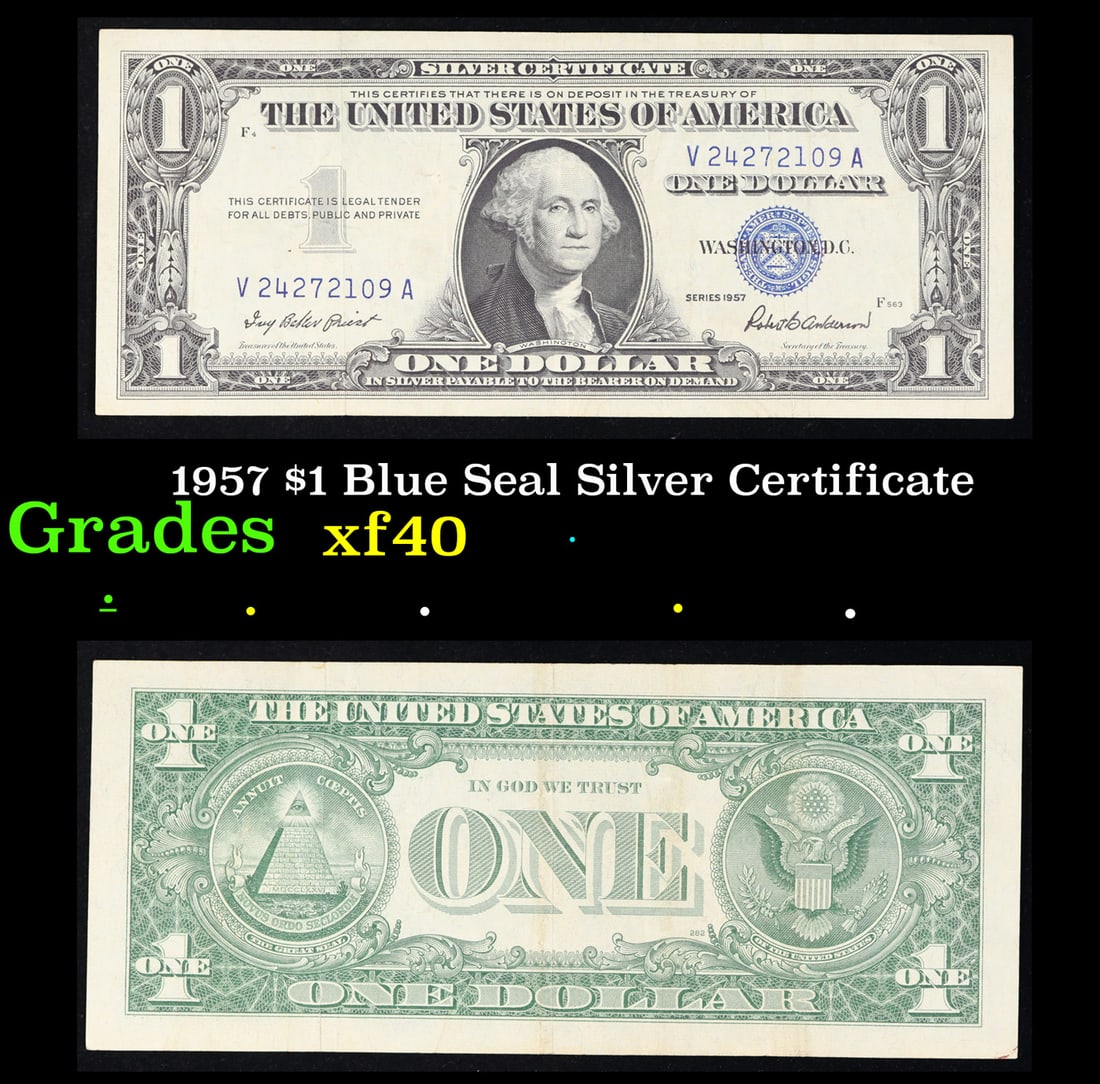 1957 $1 Blue Seal Silver Certificate Grades xf (1 of 3)
