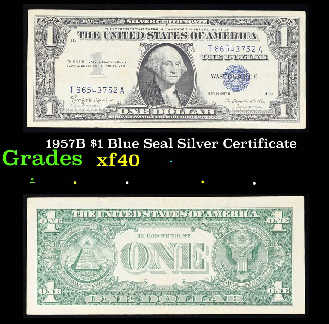 1957b $1 Blue Seal Silver Certificate Grades Xf Auction