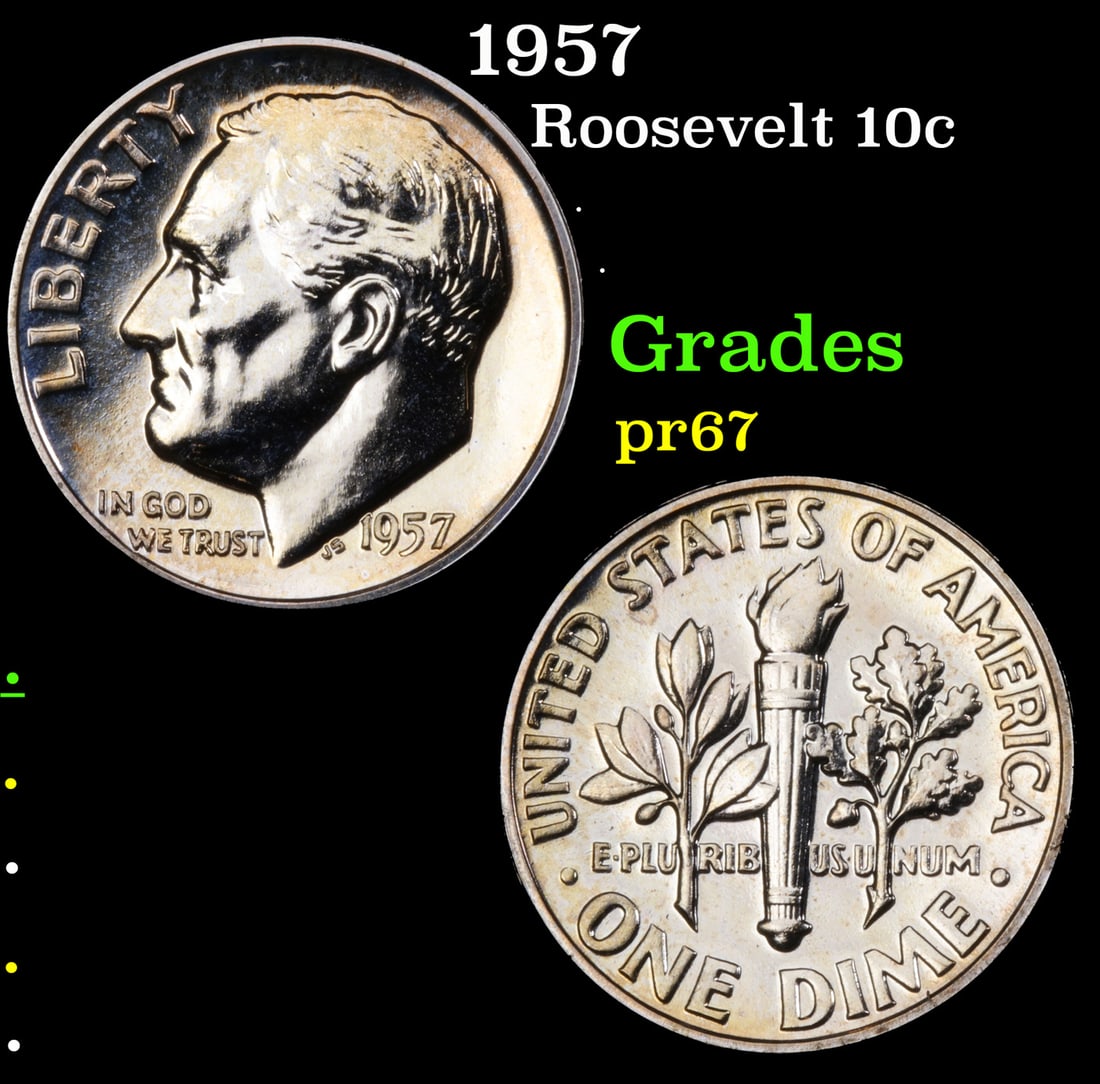Proof 1957 Roosevelt Dime 10c Grades GEM++ Proof (1 of 3)