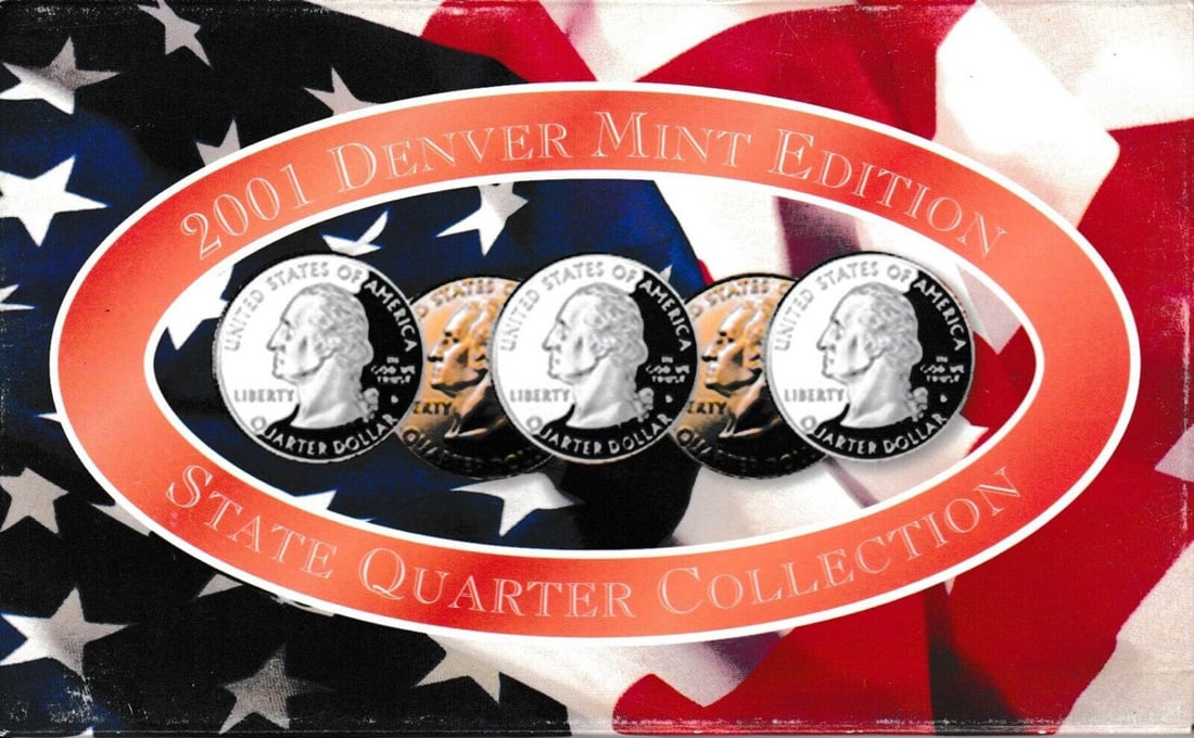 2001 United States Quarters Proof Set Denver Edition, 5 Coins Inside! (1 of 1)