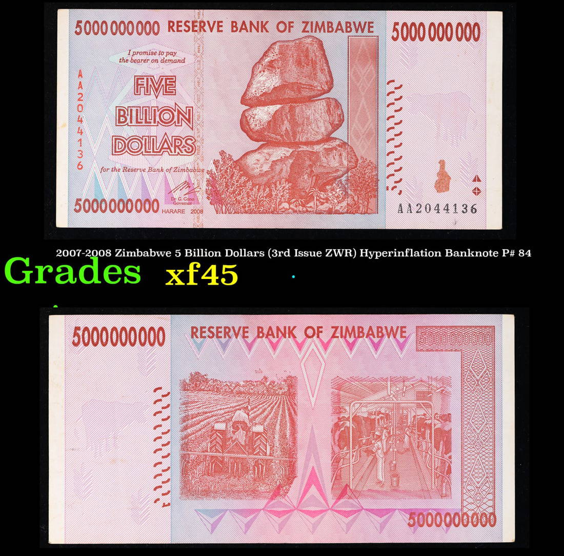 2007 2008 Zimbabwe 5 Billion Dollars 3rd Issue Zwr Hyperinflation 2007 2008 Zimbabwe 5 Billion Dollars 3rd Issue Zwr Hyperinflation