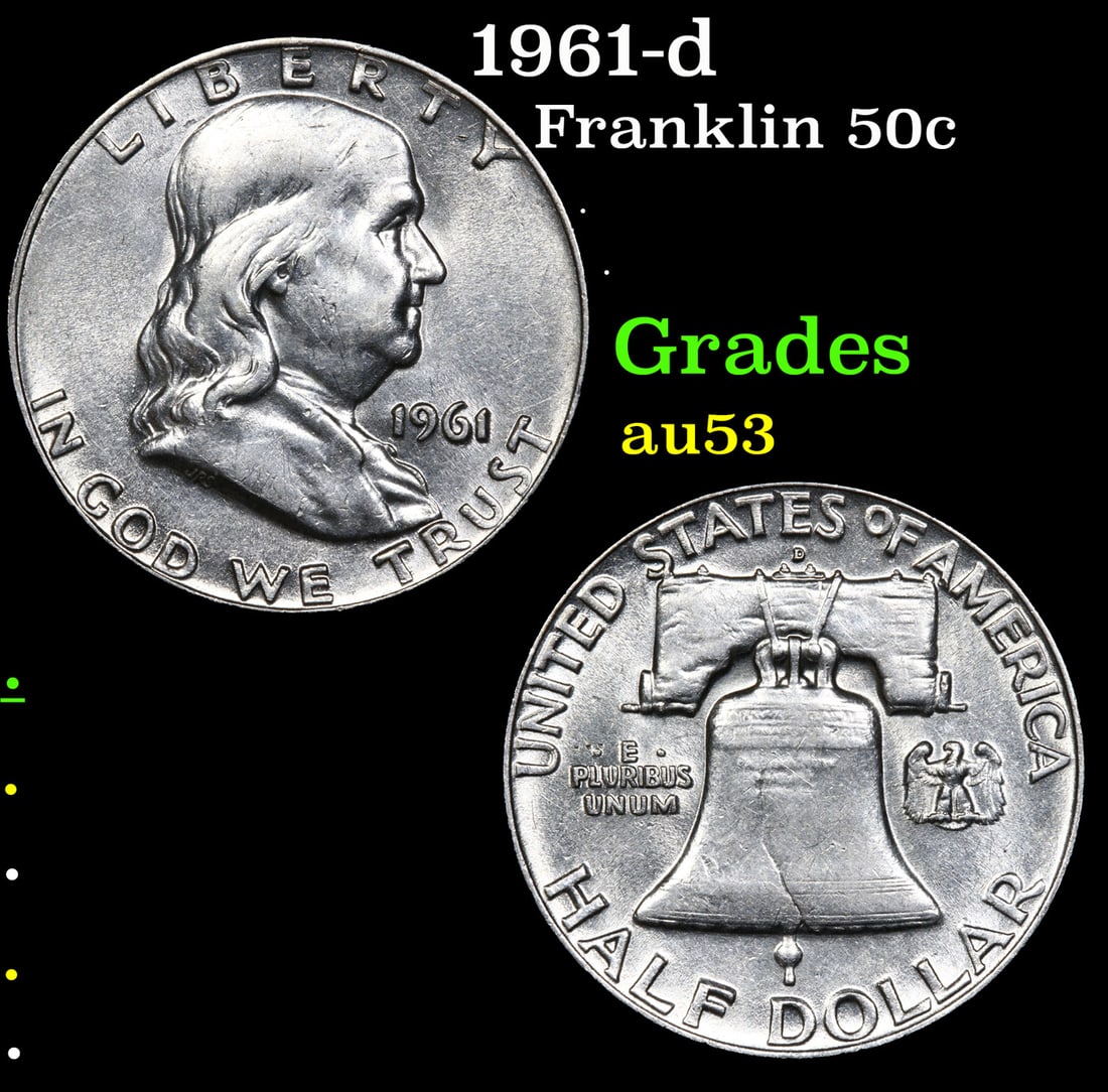 1961-d Franklin Half Dollar 50c Grades Select AU (1 of 3)