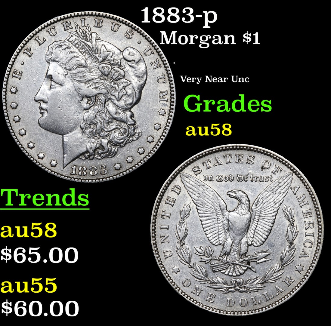 1883-p Morgan Dollar $1 Grades Choice AU/BU Slider (1 of 3)