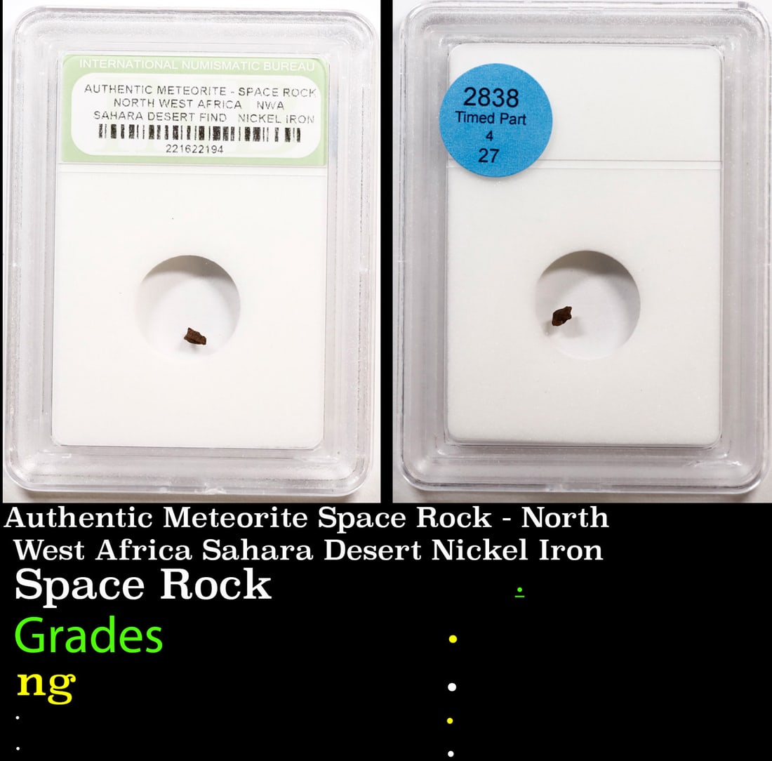 Authentic Meteorite Space Rock - North West Africa Sahara Desert Nickel Iron Graded By INB (1 of 3)