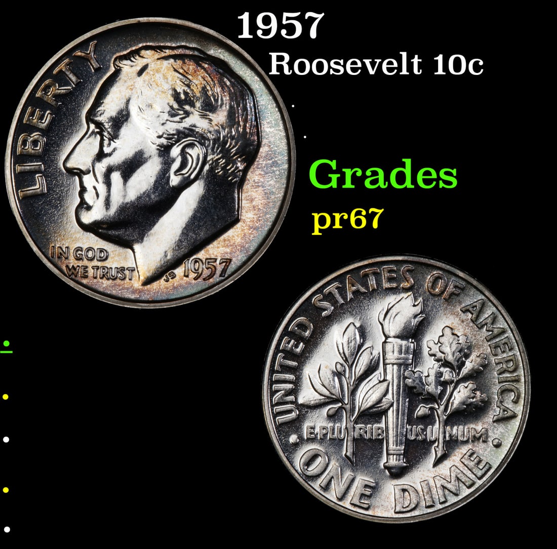 Proof 1957 Roosevelt Dime 10c Grades GEM++ Proof (1 of 3)