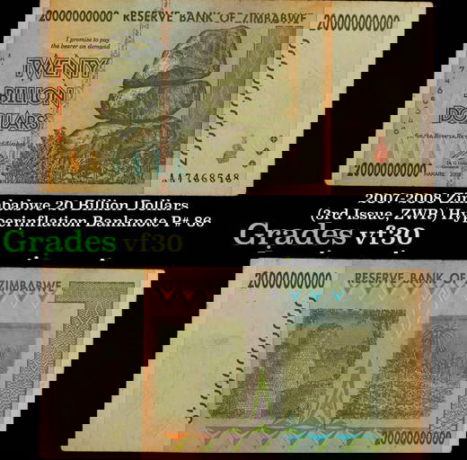 2007 2008 Zimbabwe 20 Billion Dollars 3rd Issue Zwr Hyperinflation 2007 2008 Zimbabwe 20 Billion Dollars 3rd Issue Zwr Hyperinflation