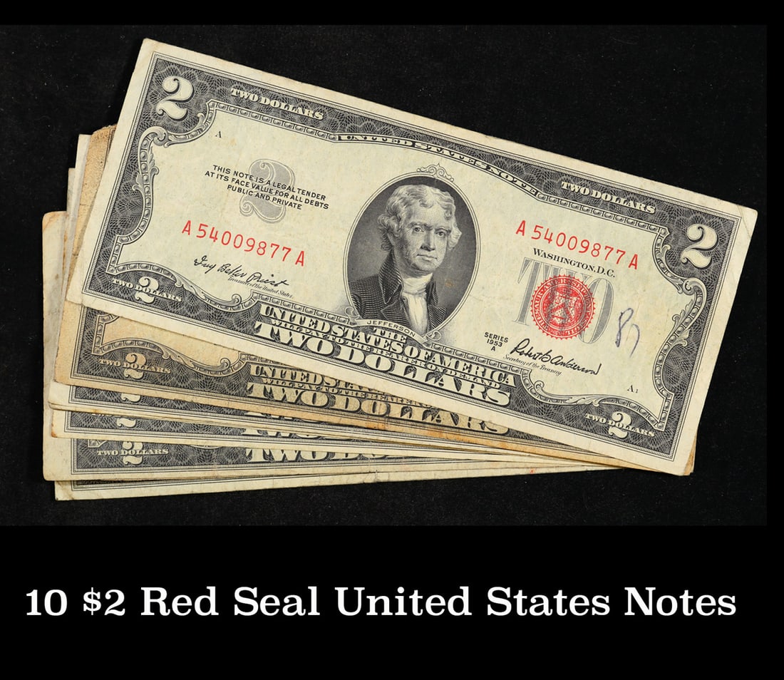 10 $2 Red Seal United States Notes Grades (1 of 3)