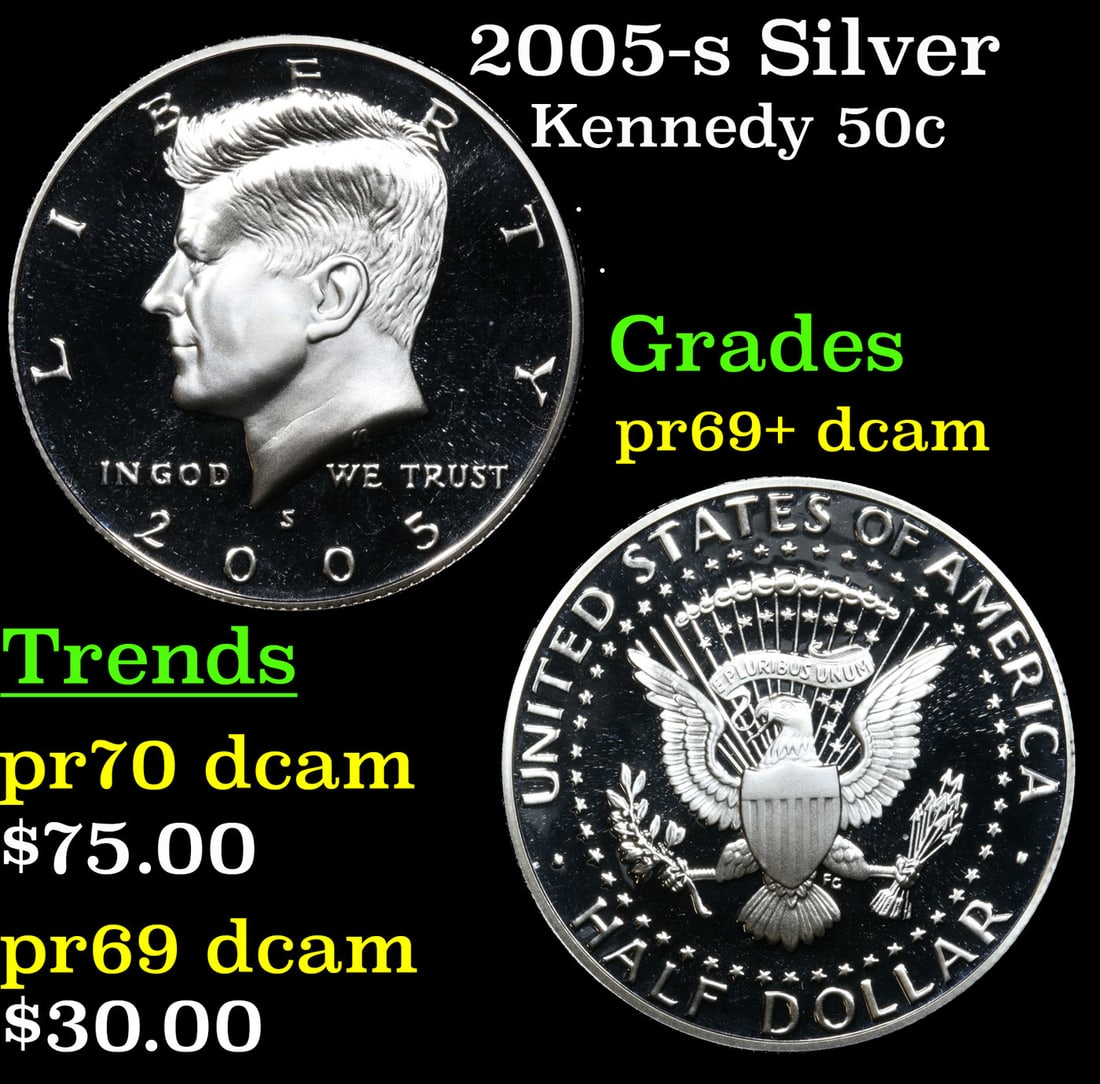 Proof 2005-s Silver Kennedy Half Dollar 50c Grades GEM++ Proof Deep Cameo (1 of 3)