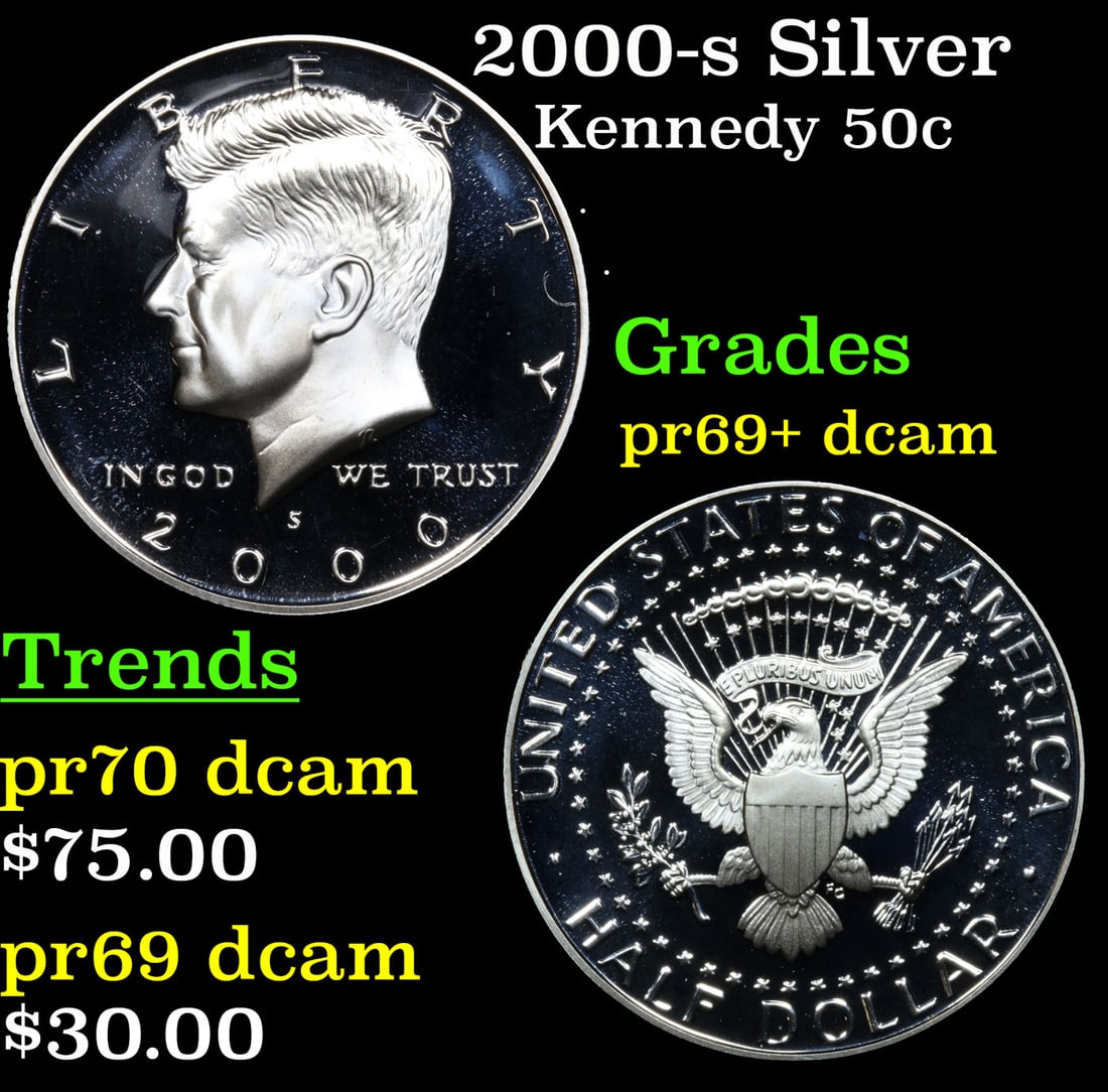 Proof 2000-s Silver Kennedy Half Dollar 50c Grades GEM++ Proof Deep Cameo (1 of 3)