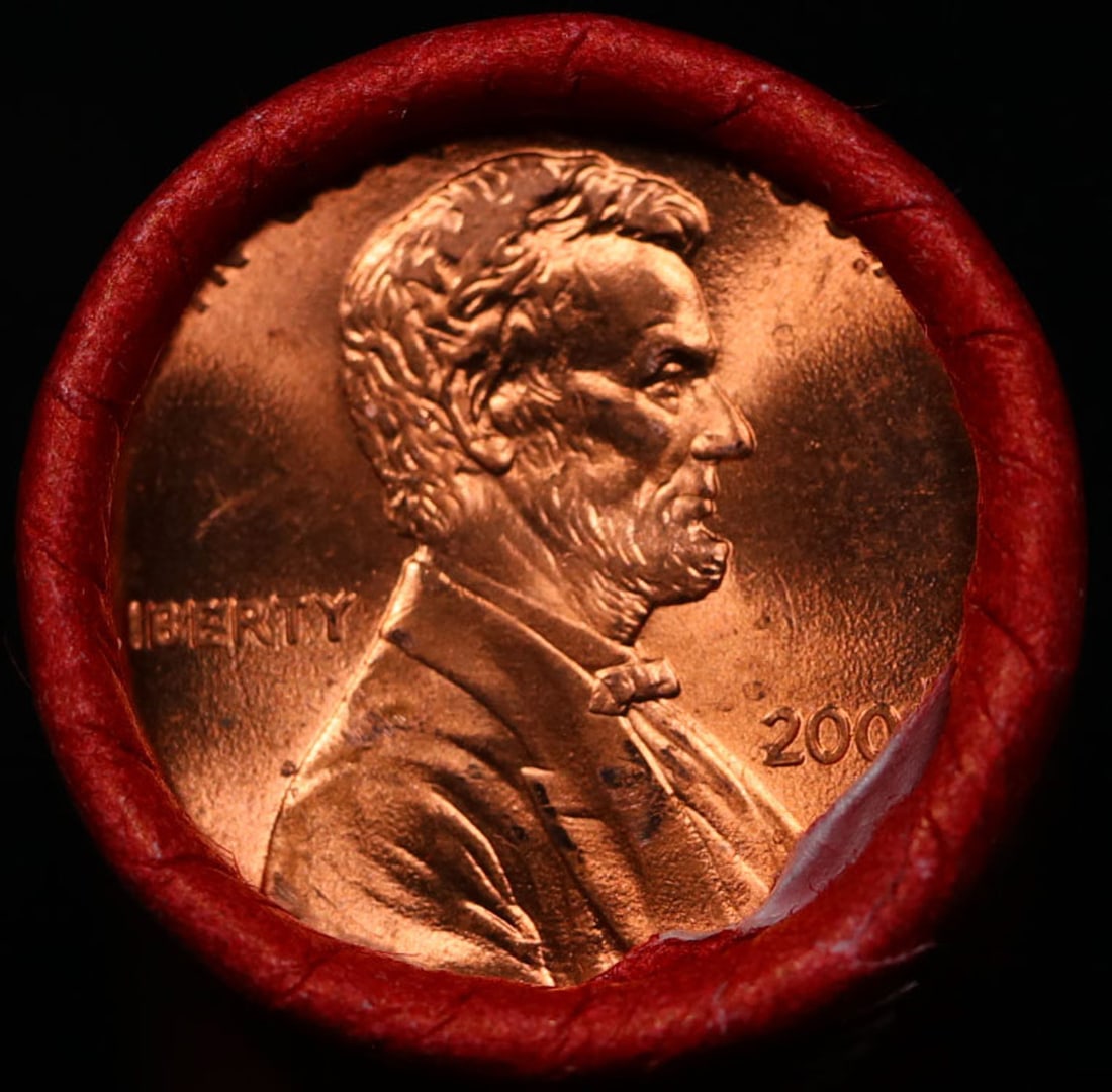 BU Shotgun Lincoln 1c roll, 2003-d 50 pcs Steel Strong Wrapper.: BU Shotgun Lincoln 1c roll, 2003-d 50 pcs Steel Strong Wrapper.. A terrific Shotgun roll of Lincoln cents. Most if not all coin should be cherry red.