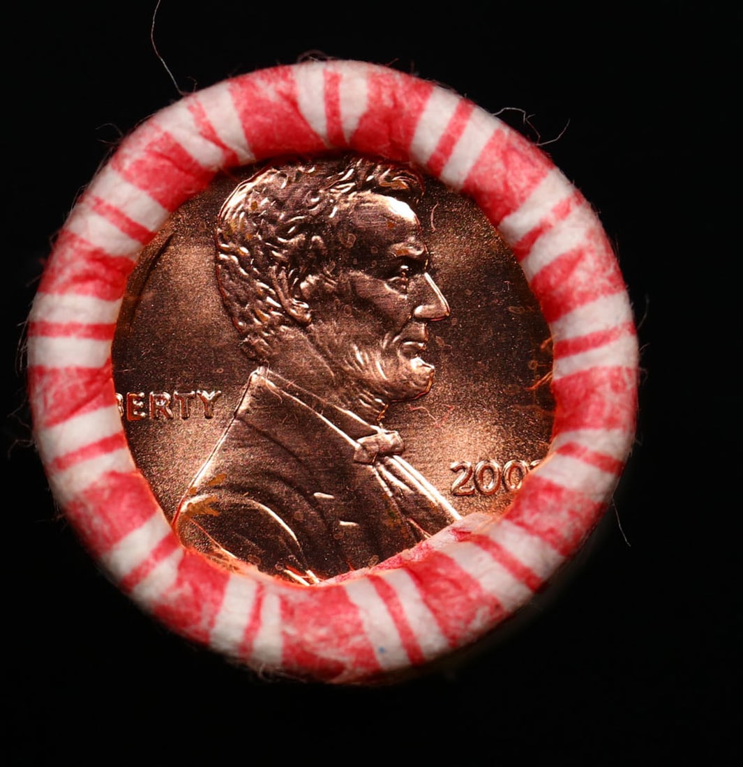BU Shotgun Lincoln 1c roll, 2003-p 50 pcs Dunbar Wrapper.: BU Shotgun Lincoln 1c roll, 2003-p 50 pcs Dunbar Wrapper.. A terrific Shotgun roll of Lincoln cents. Most if not all coin should be cherry red.
