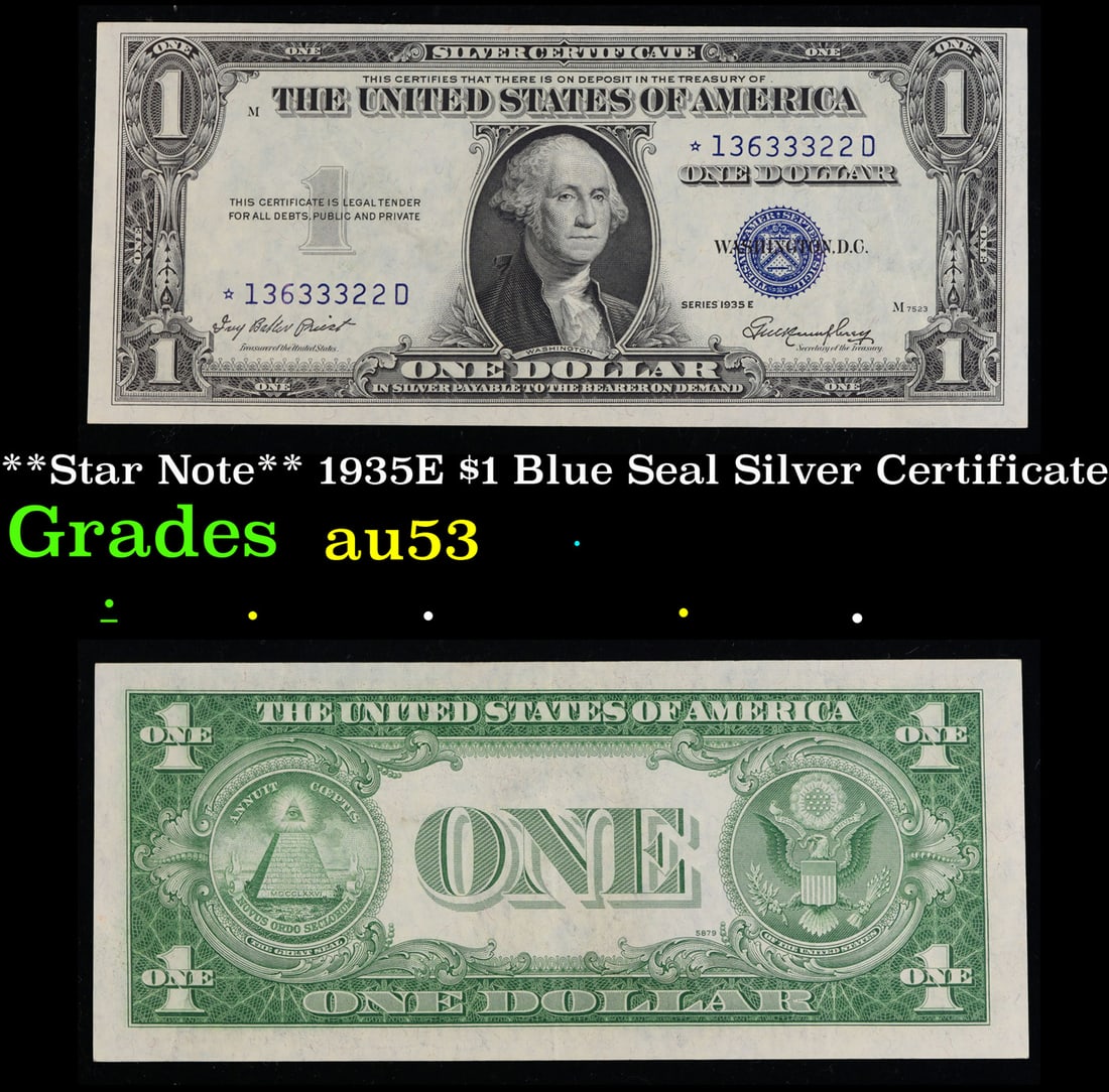 **Star Note** 1935E $1 Blue Seal Silver Certificate Grades Select AU (1 of 3)