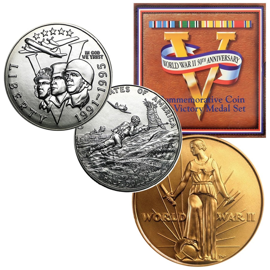1993 WWII 50th Anniversary Coin & Victory Medal Set (1 of 1)