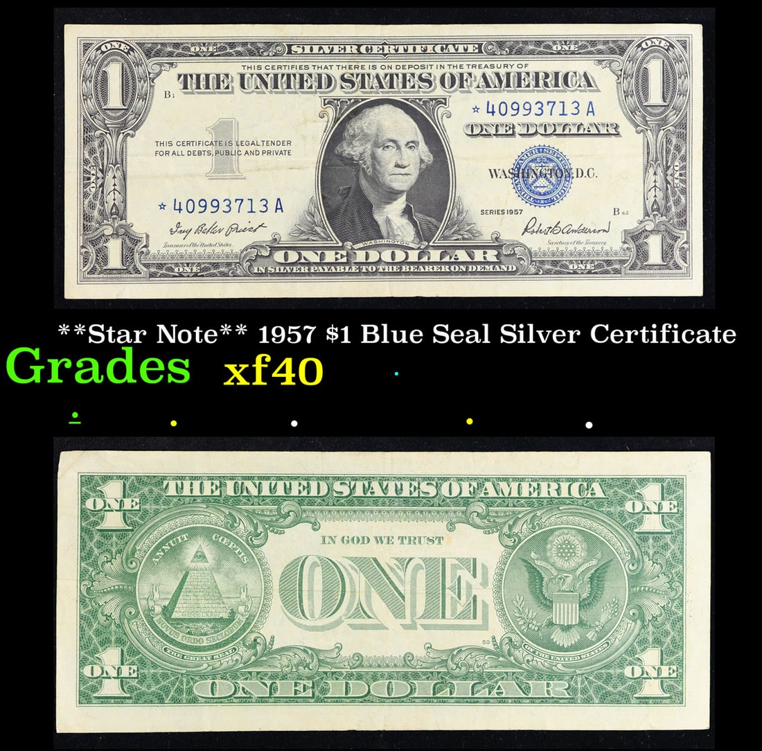 **Star Note** 1957 $1 Blue Seal Silver Certificate Grades xf (1 of 3)