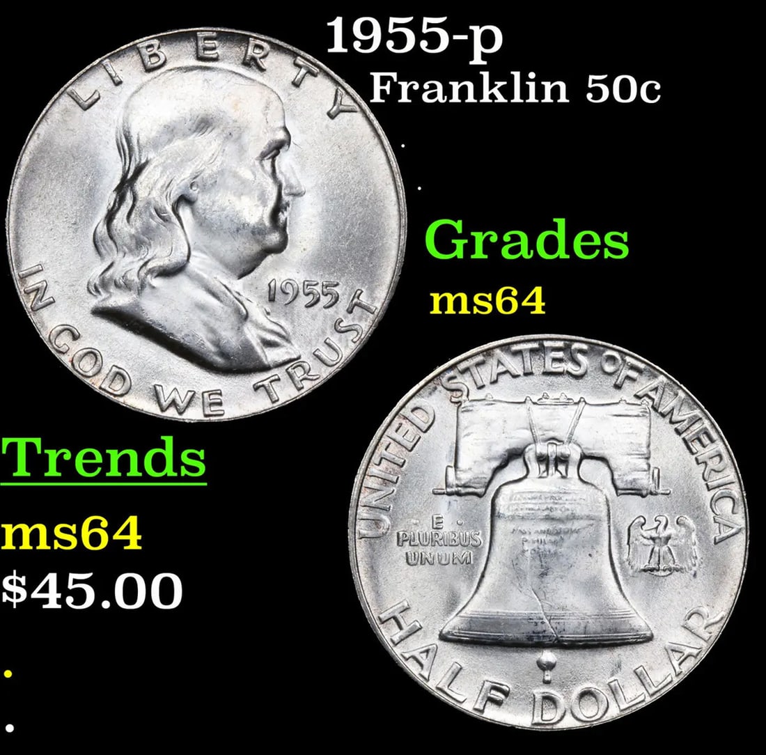 1955-p Buggs Bunny Franklin Half Dollar 50c Grades Choice Unc (1 of 3)