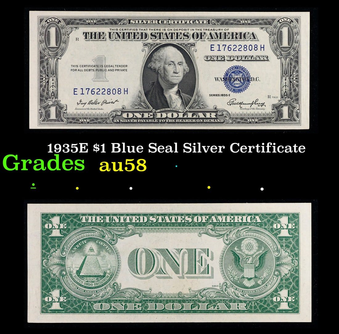 1935E $1 Blue Seal Silver Certificate Grades Choice AU/BU Slider (1 of 1)