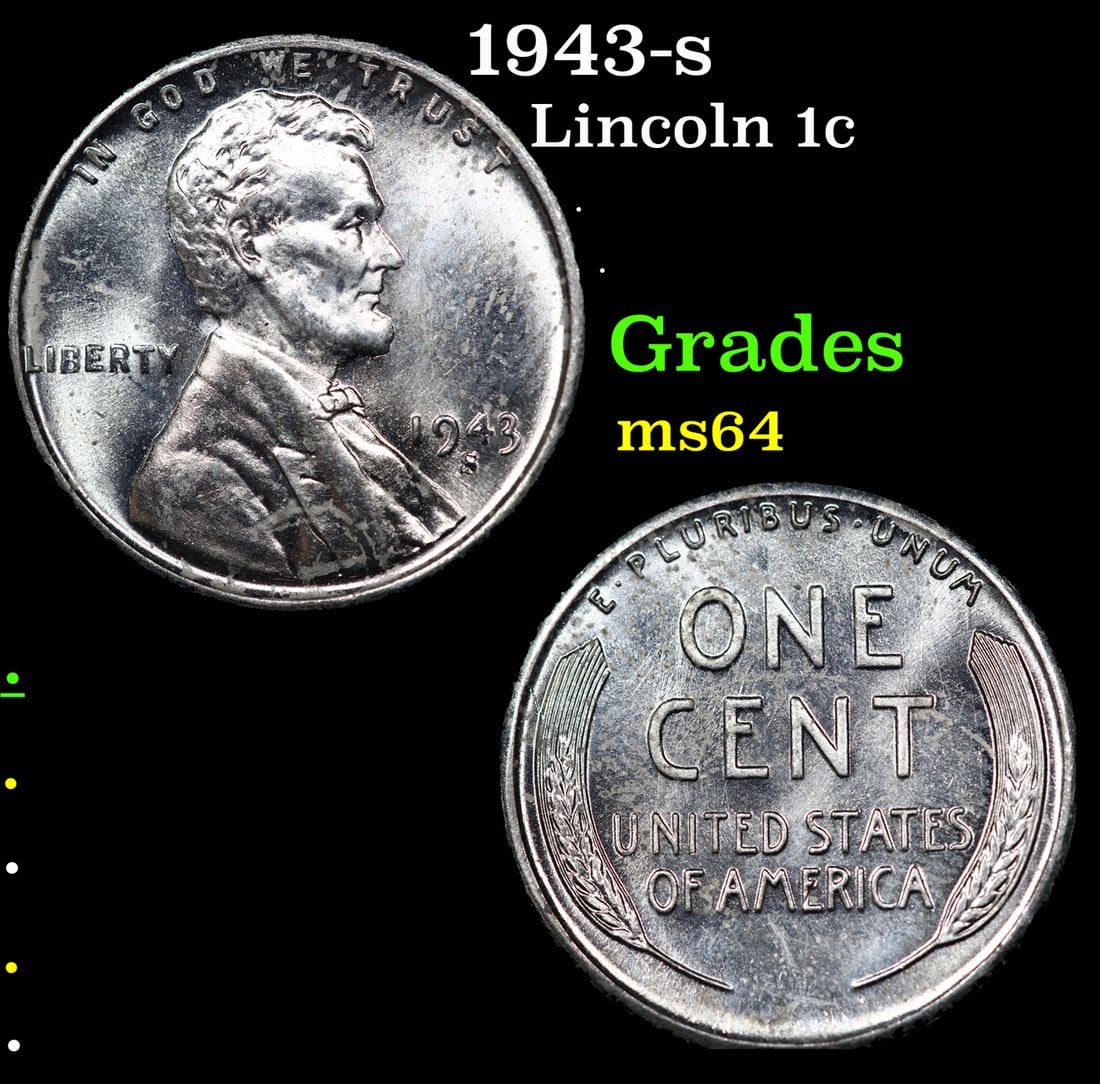 1943-s Lincoln Cent 1c Grades Choice Unc (1 of 3)