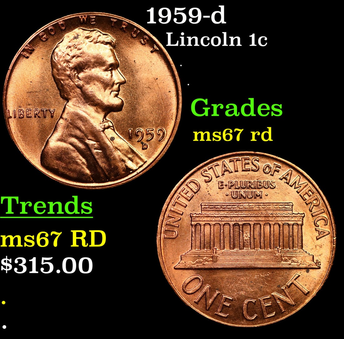 1959-d Lincoln Cent 1c Grades GEM++ Unc RD (1 of 3)