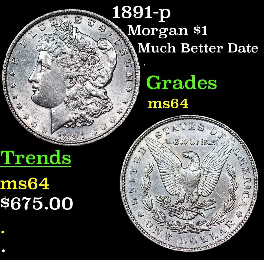 1891-p Morgan Dollar $1 Grades Choice Unc (1 of 3)