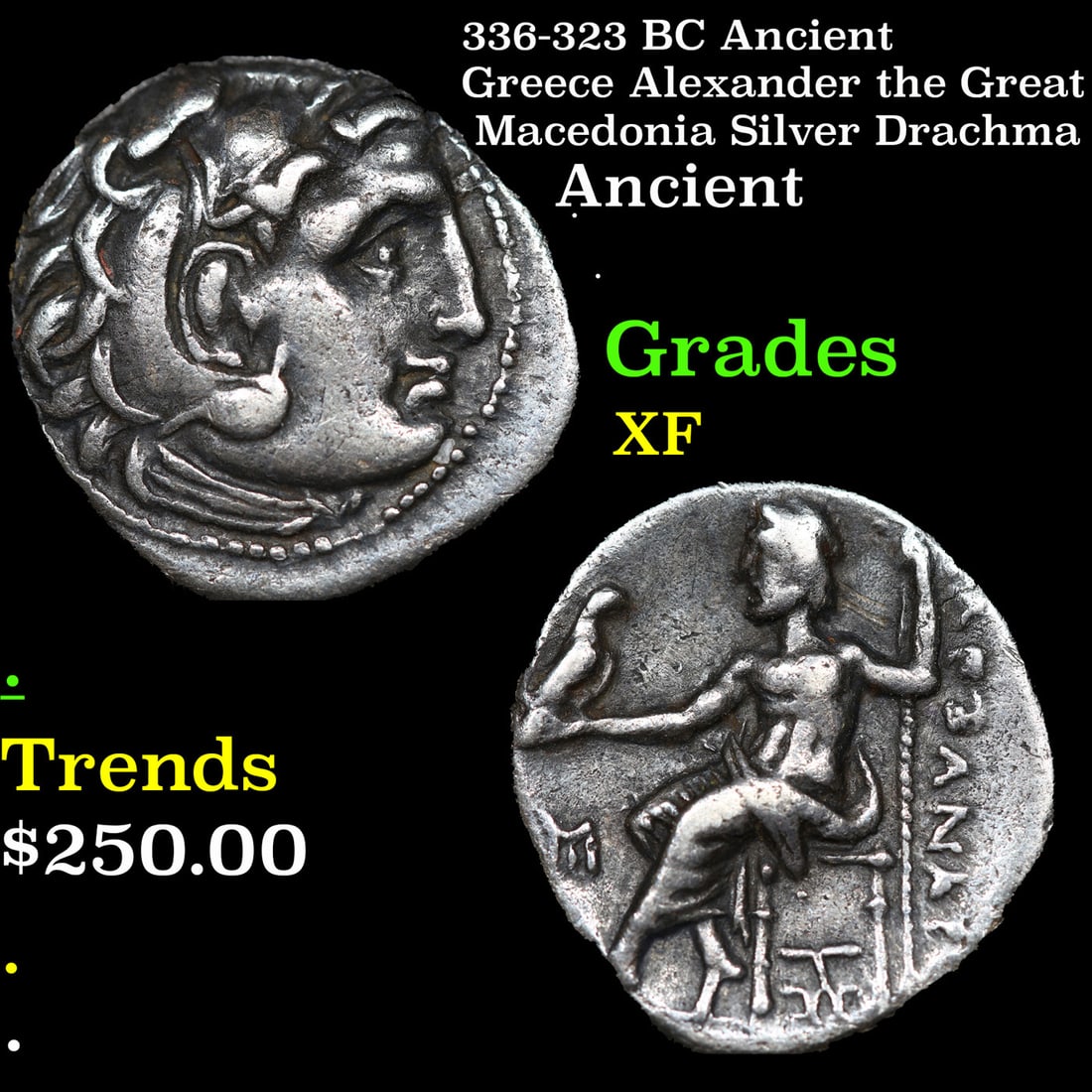 336-323 BC Ancient Greece Alexander the Great Macedonia Silver Drachma Ancient Grades xf (1 of 3)