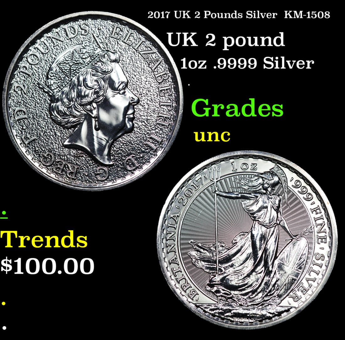 2017 UK 2 Pounds Silver  KM#?1508 Grades Brilliant Uncirculated (1 of 3)