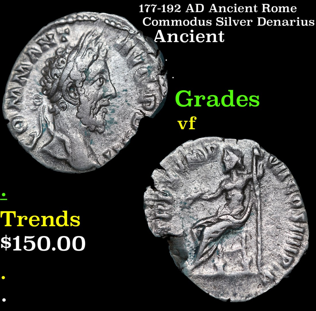 177-192 AD Ancient Rome Commodus Silver Denarius Ancient Grades vf (1 of 3)