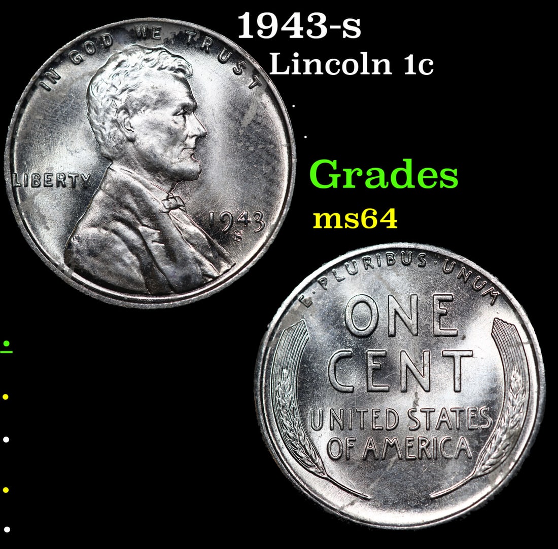 1943-s Lincoln Cent 1c Grades Choice Unc (1 of 3)
