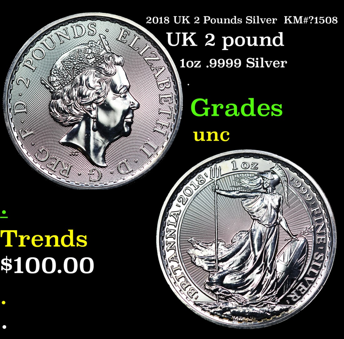 2018 UK 2 Pounds Silver  KM#?1508 Grades Brilliant Uncirculated (1 of 3)